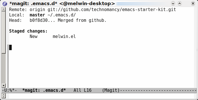 Emacs magit-status staged